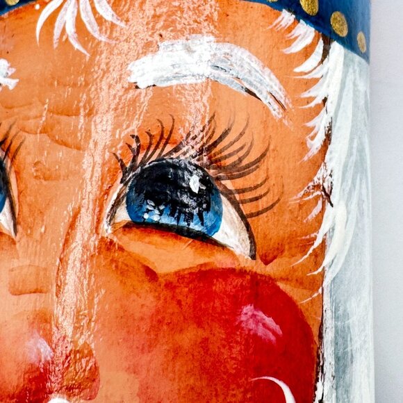 Hand-Painted Wooden Santa Claus Decorative Figure 5.5" Vintage - Picture 4 of 12